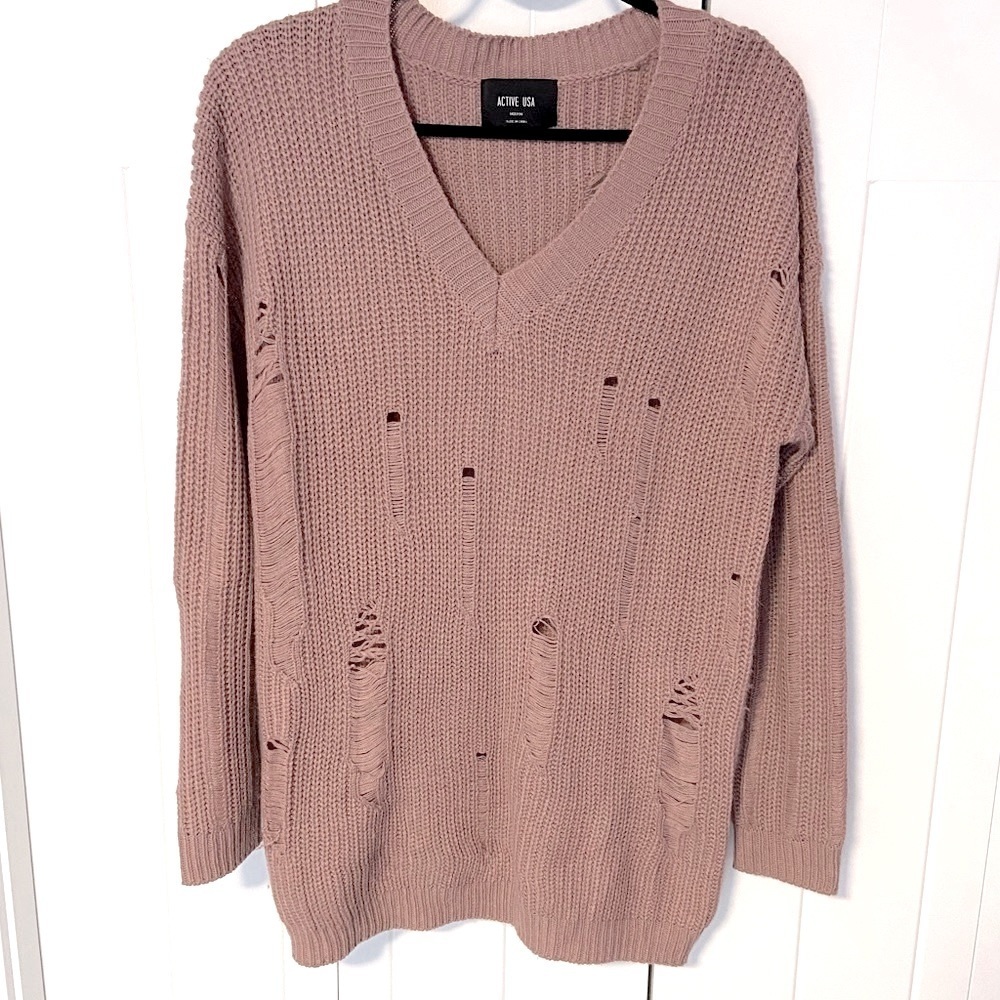 Distressed Long Knit Sweater - Picture 2 of 7
